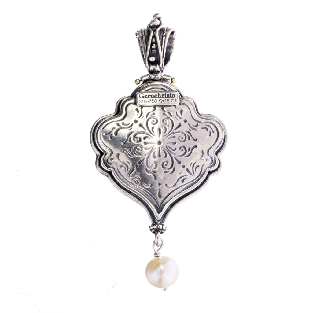 Byzantine Drop Pendant in k18 Gold and Silver 3010back