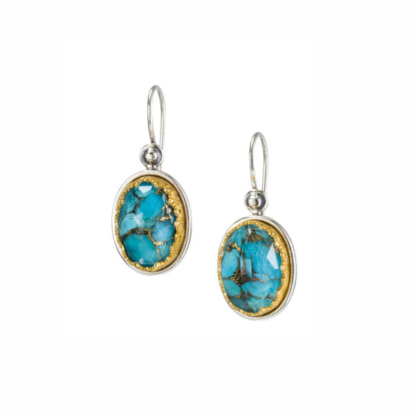 Colors Oval Earrings Sterling Silver 925 with Gold plated parts for Women’s