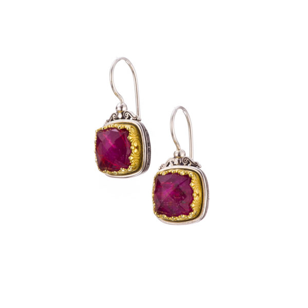 Colors Square Small Earrings Sterling Silver 925 with Gold plated parts for Women’s
