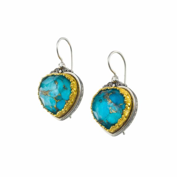 Heart Colors Earrings Beautiful for Women’s Silver 925 with Gold plated parts
