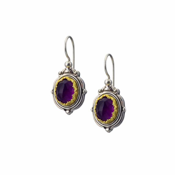 Colors Oval Earrings Sterling Silver 925 with Gold plated parts for Ladies