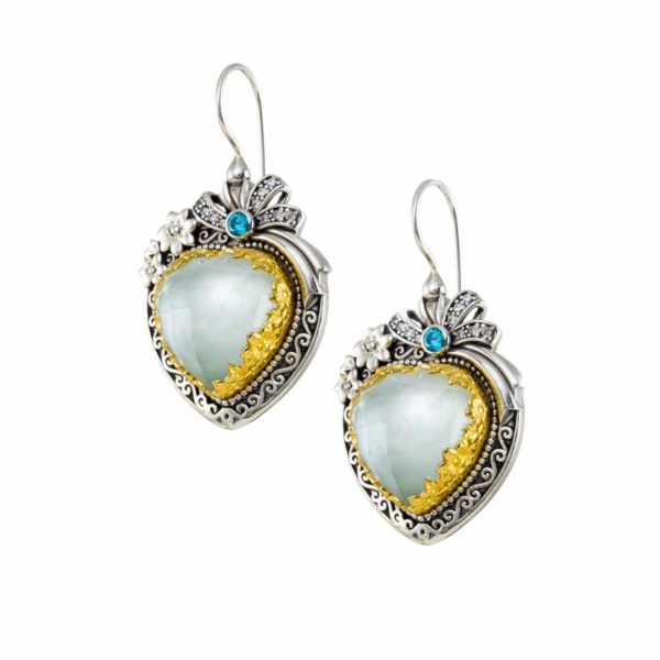 Heart Colors Earrings Beautiful Silver 925 with Gold plated parts