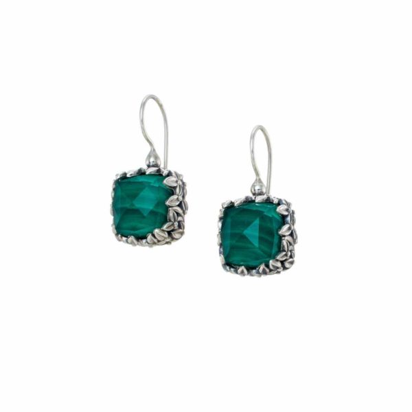 Cyclamen Square small Earrings in Sterling Silver 925 for Women’s