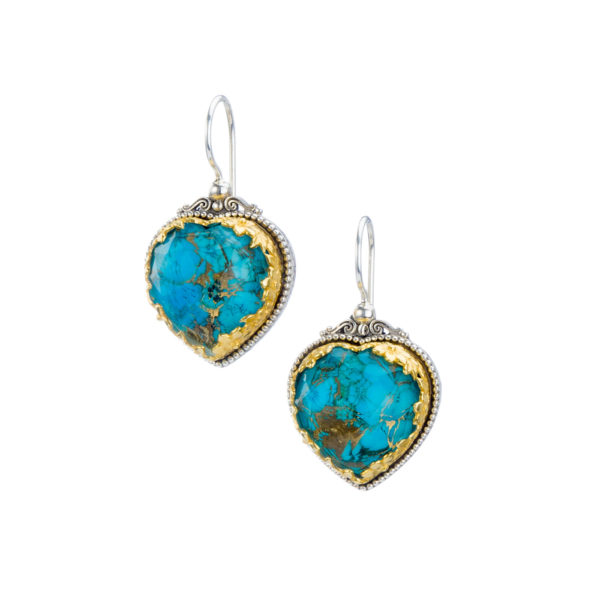Heart Colors Earrings Beautiful for Women’s Silver 925 with Gold plated parts