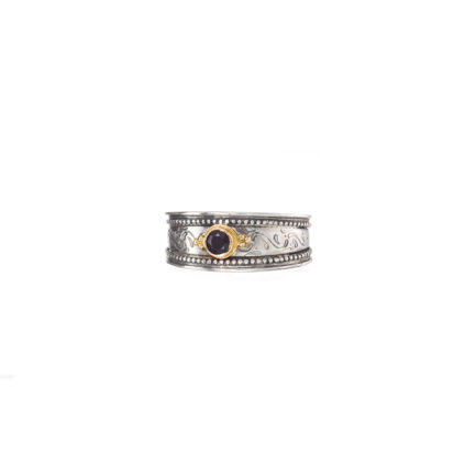 Byzantine Band Ring k18 Yellow Gold and Sterling Silver 925