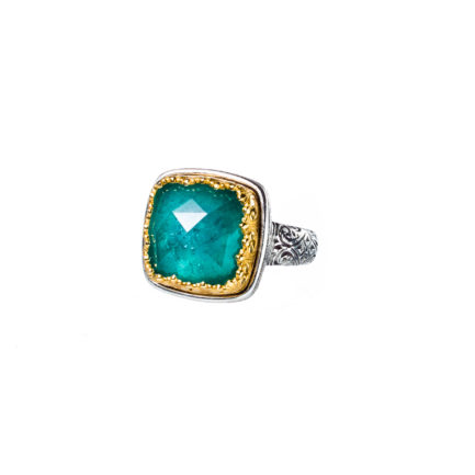 Square Color Ring Sterling Silver 925 with Gold Plated parts
