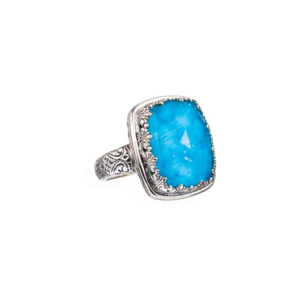 Rectangular Color Ring in Sterling Silver 925