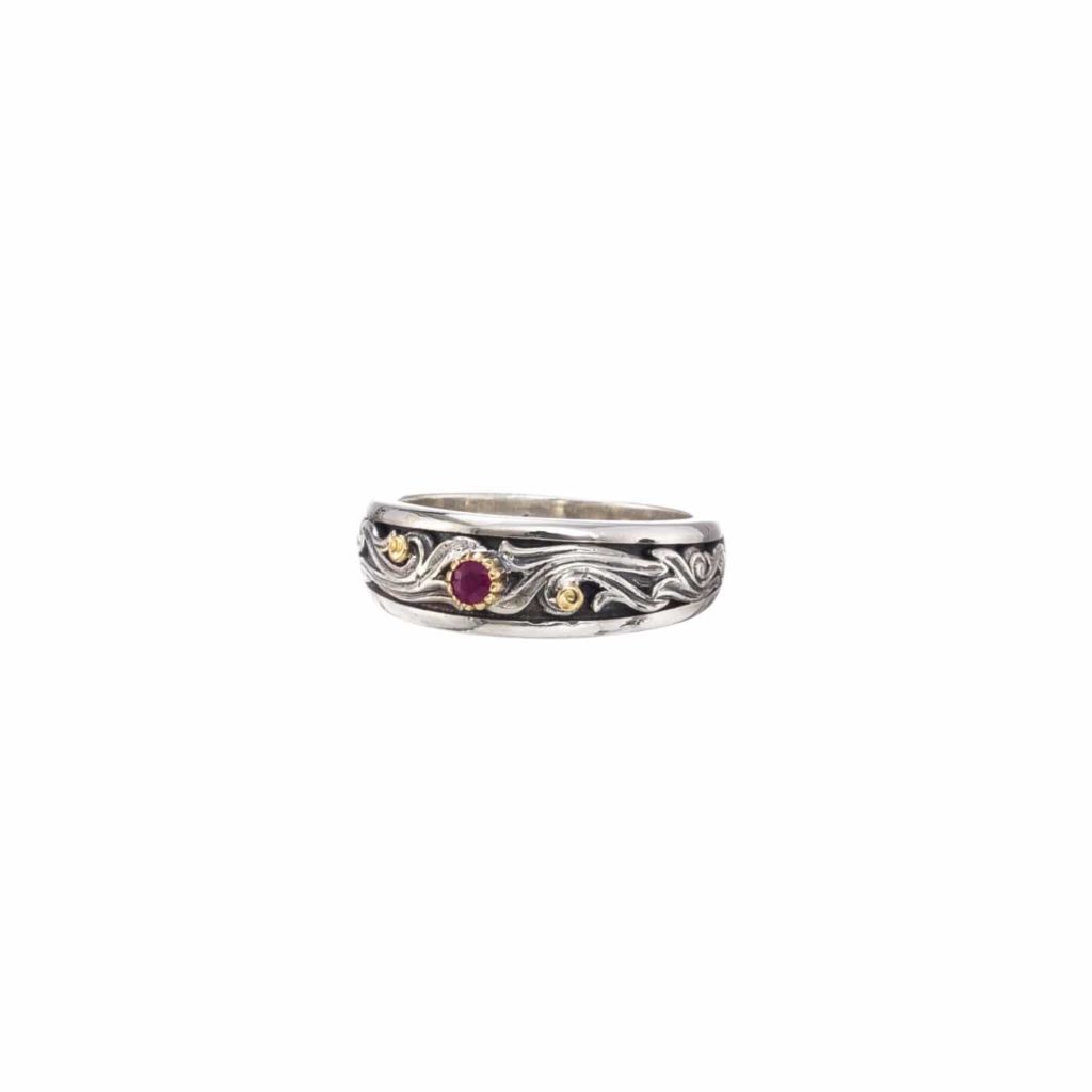 Byzantine Band Ring k18 Yellow Gold and Sterling Silver 925