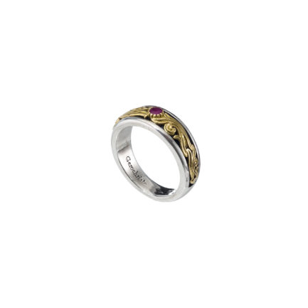 Byzantine Band Ring k18 Yellow Gold and Sterling Silver 925