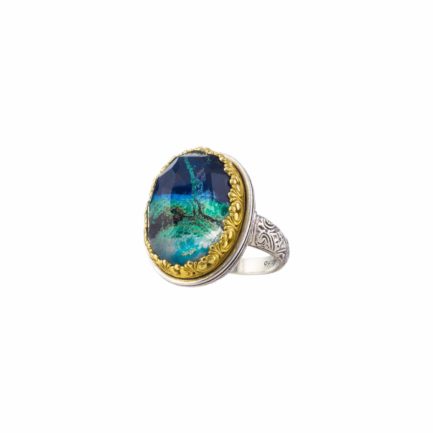 Oval Color Ring Sterling Silver 925 with Gold Plated parts