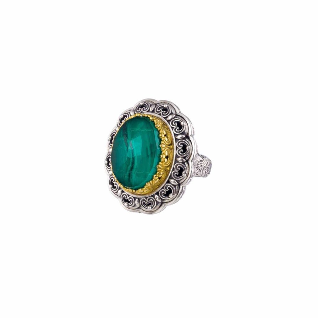 Oval Color Ring Sterling Silver 925 with Gold Plated parts