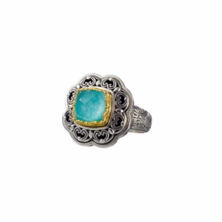 Square Color Ring Sterling Silver 925 with Gold Plated parts