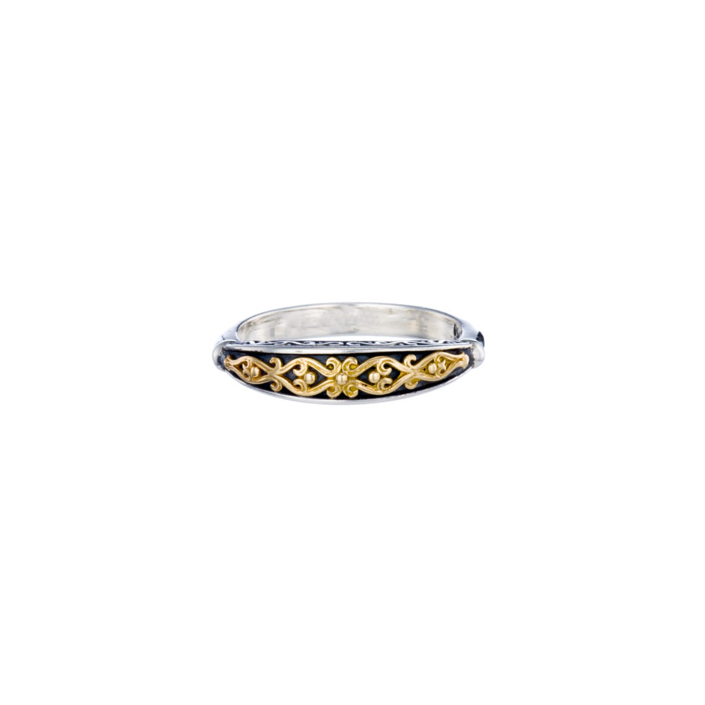 Byzantine Band Ring k18 Yellow Gold and Sterling Silver 925