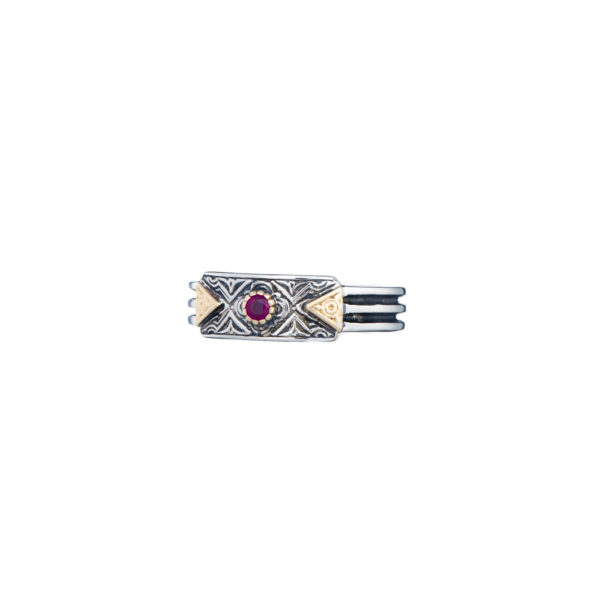 Byzantine Band Ring k18 Yellow Gold and Sterling Silver 925
