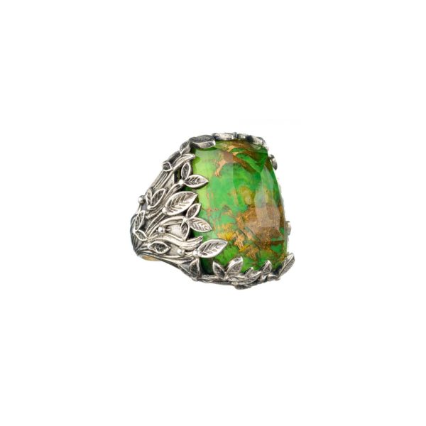 Cyclamen Ring Rectangular Color in Sterling Silver 925