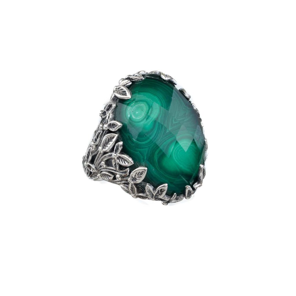 Cyclamen Ring Oval Color in Sterling Silver 925