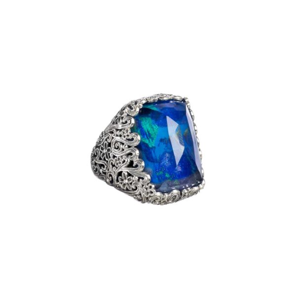Rectangular Color Ring in Sterling Silver 925