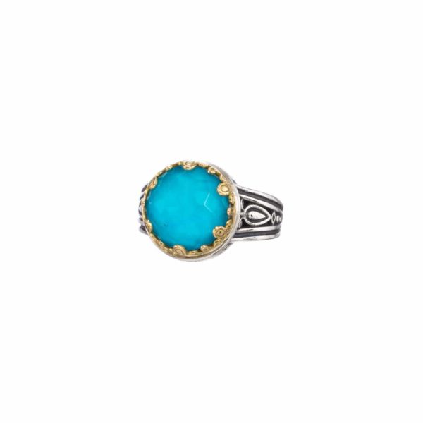 Round Color Ring in k18 Yellow Gold and Sterling Silver 925