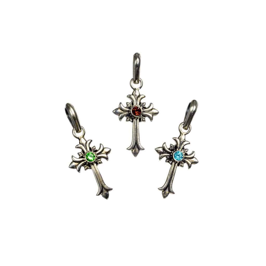 Byzantine Cross Pendant 18k Yellow Gold and Sterling Silver 925