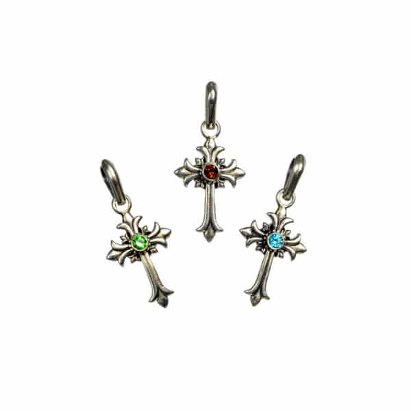 Byzantine Cross Pendant 18k Yellow Gold and Sterling Silver 925