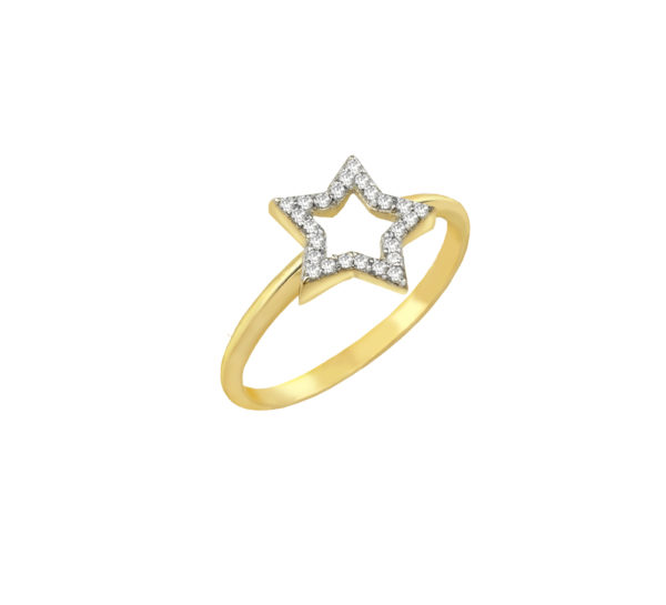 Star Shape ring for girls k14 Yellow Gold
