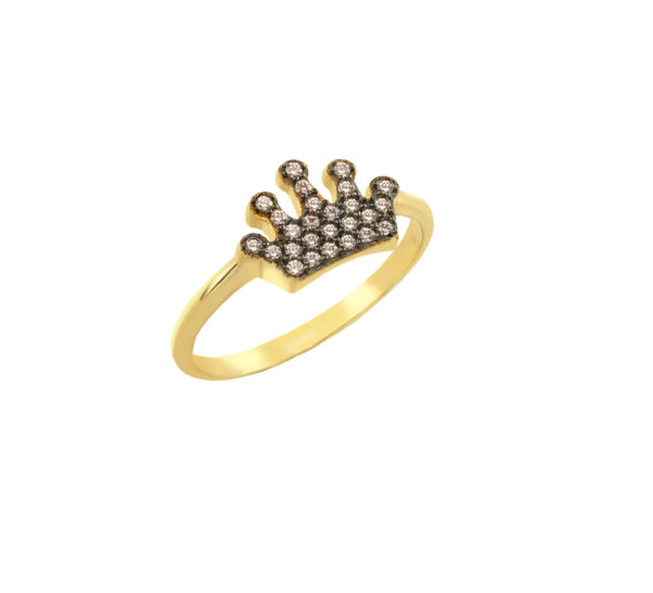 Princess Tiara Ring in Zircon for Girls k14 Yellow Gold