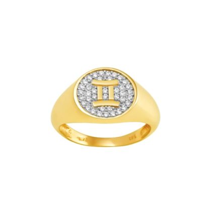 14k Gold Zodiac sign Band Gemini Chevalier Men’s Ring