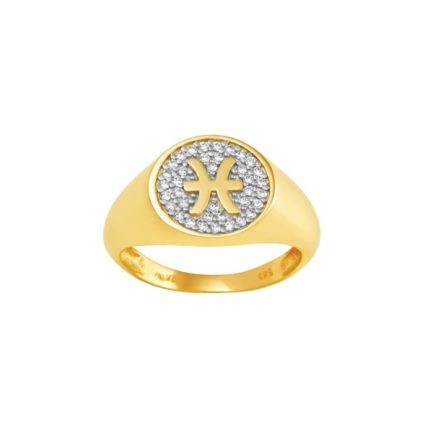 14k Gold Zodiac sign Band Pisces Chevalier Men’s Ring