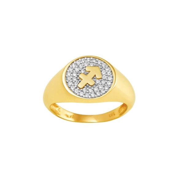 14k Gold Zodiac sign Band Sagittarius Chevalier Men’s Ring