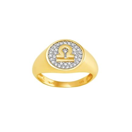 14k Gold Zodiac sign Band Libra Chevalier Men’s Ring