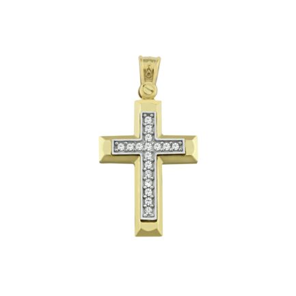 Classic 14k Yellow and White Gold Baptism Crosses for Girls and Women’s