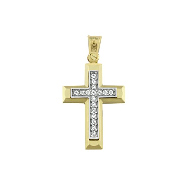 Classic 14k Yellow and White Gold Baptism Crosses for Girls and Women’s