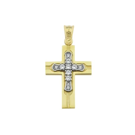 Classic 14k Yellow and White Gold Baptism Crosses for Girls and Women’s