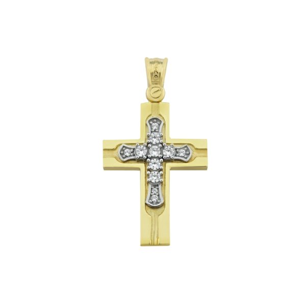 Classic 14k Yellow and White Gold Baptism Crosses for Girls and Women’s