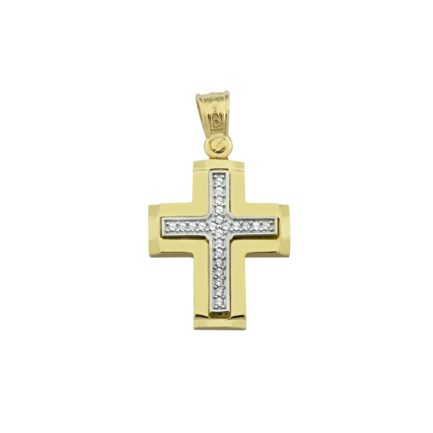 Baptism Cross Yellow and White Gold k14 perfect for adults and babies