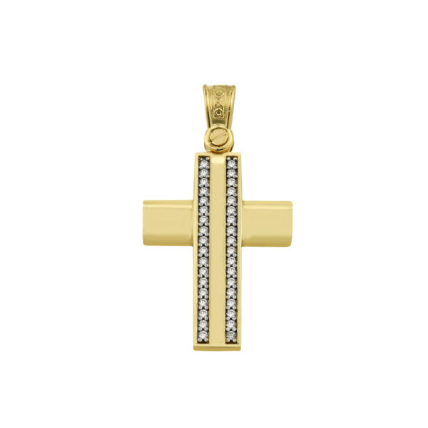 14k Solid Yellow and White Gold Orthodox Crucifix for Girls and Women