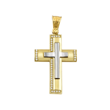 Classic 14k Yellow and White Gold Baptism Crosses for Girls and Women’s
