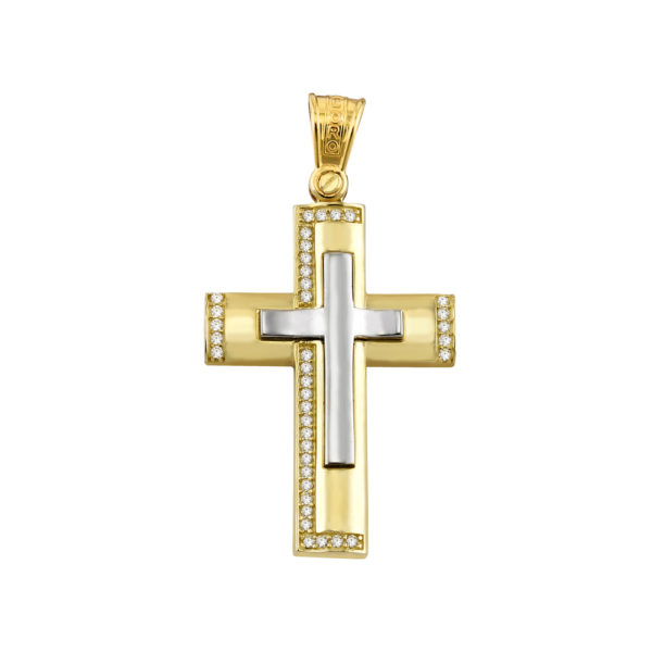 Classic 14k Yellow and White Gold Baptism Crosses for Girls and Women’s