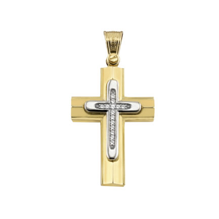 Classic 14k Yellow and White Gold Baptism Crosses for Girls and Women’s