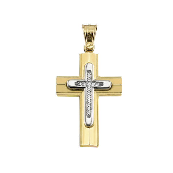 Classic 14k Yellow and White Gold Baptism Crosses for Girls and Women’s