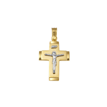14k Gold Two-Tone Men’s Crucifix Cross Pendant