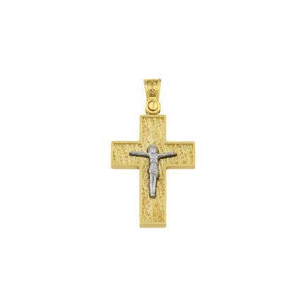 14k Gold Two-Tone Men’s Crucifix Cross Pendant