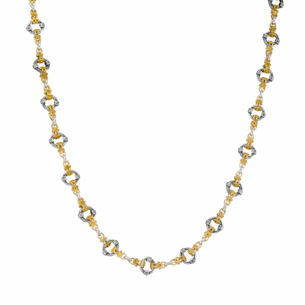 Circle Station link in Sterling Silver with Gold Plated Parts