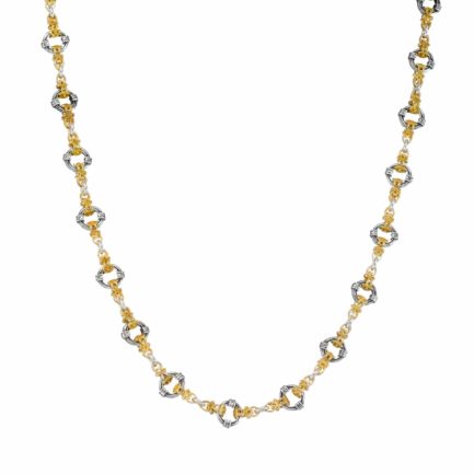 Circle Station link in Sterling Silver with Gold Plated Parts