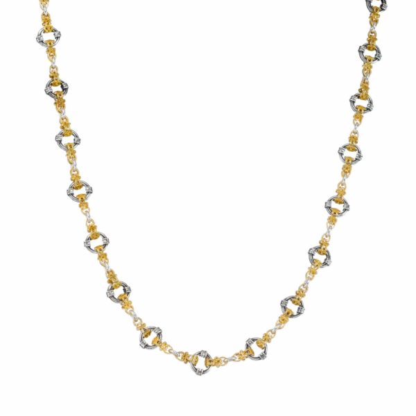 Circle Station link in Sterling Silver with Gold Plated Parts