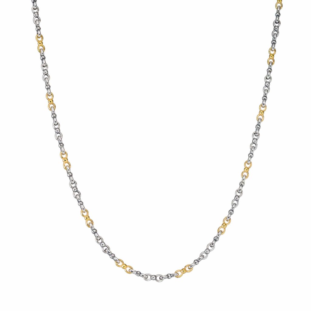 Chain Handmade in Sterling Silver 925 with Gold Plated Parts 3.30mm