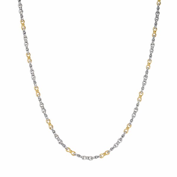 Chain Handmade in Sterling Silver 925 with Gold Plated Parts 3.30mm