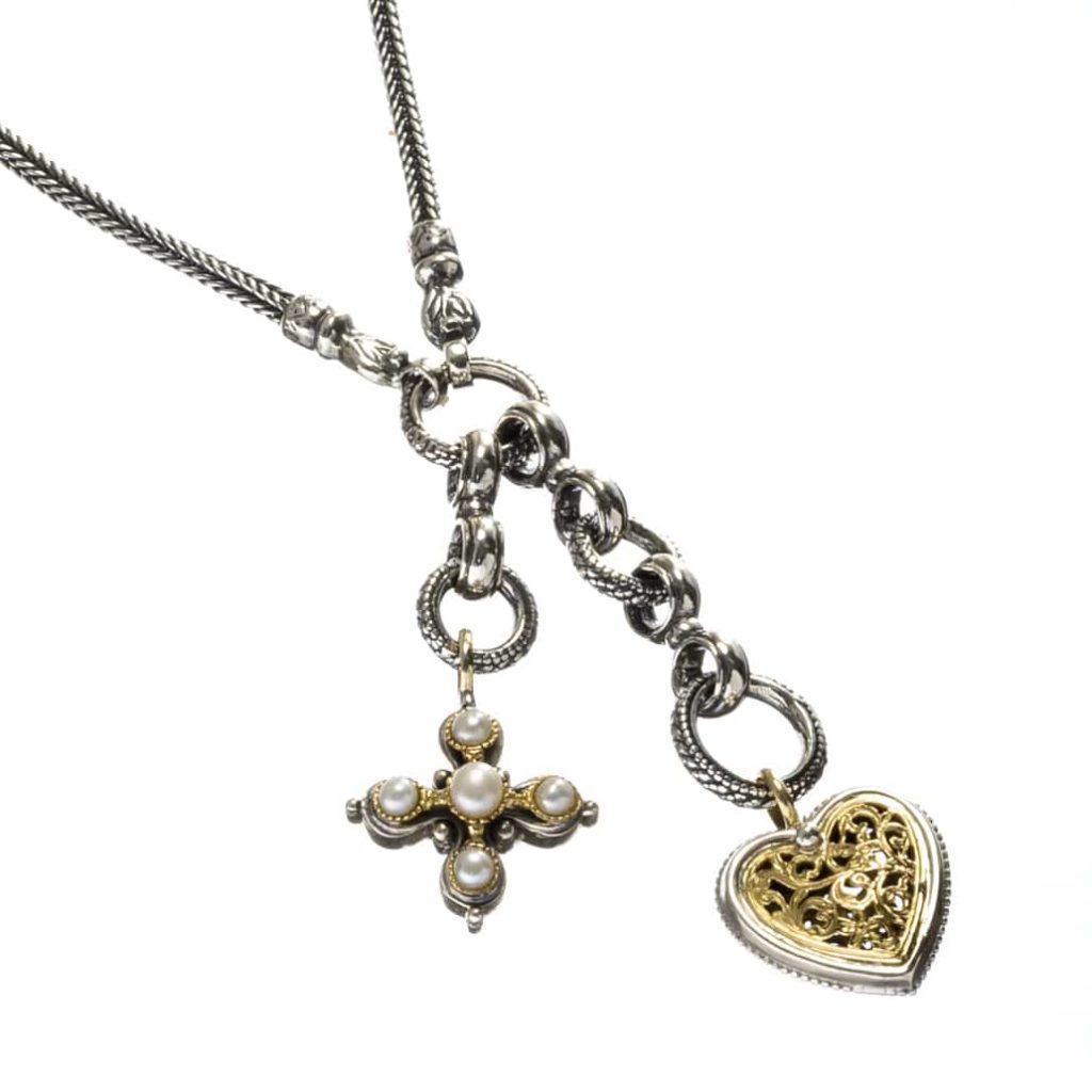 Charm necklace in 18K Gold and Sterling Silver