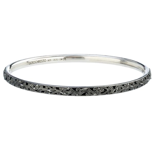 Bangle Bracelet Solid Sterling Silver in oxidized 925 for Women’s