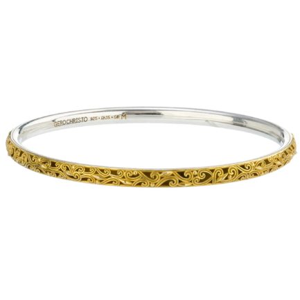 Bangle Bracelet Solid Gold-plated Silver 925 or Women’s